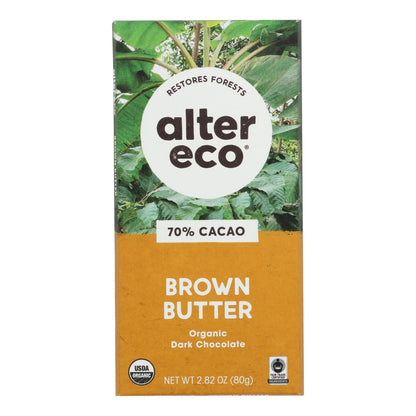 Alter Eco Organic Dark Chocolate, Salted Brown Butter, 72% Cacao, Case of 12 (2.82 oz)