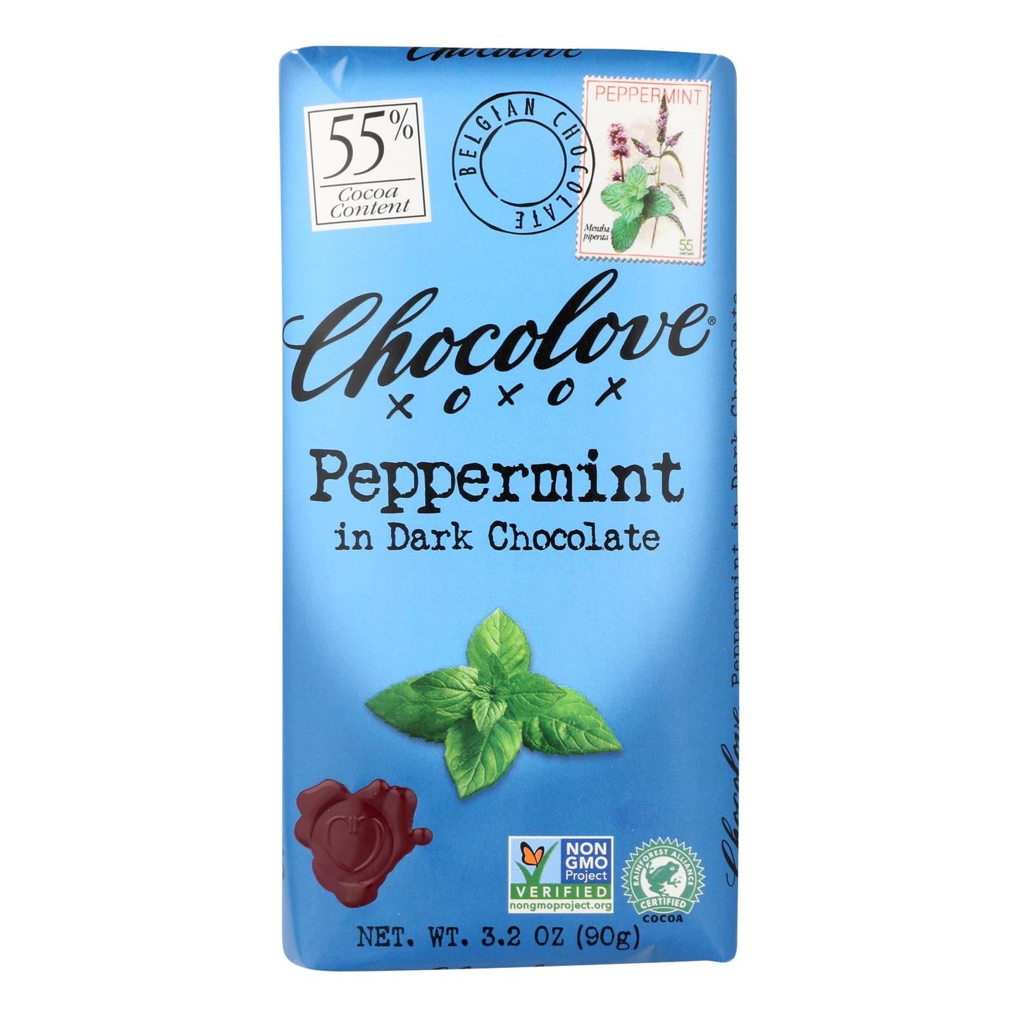 Chocolove Xoxox Premium Dark Chocolate Peppermint Bars -12x3.2 Oz