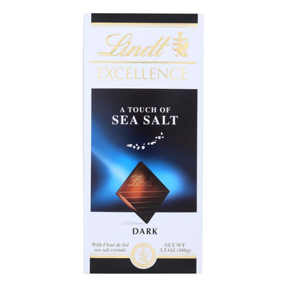 Lindt Excellence Touch of Sea Salt Dark Chocolate Bar, 3.5 Oz, 12-Pack
