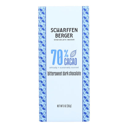 Scharffen Berger 70% Cacao Bittersweet Bar: Rich Dark Chocolate (3 oz, 12 Pack)