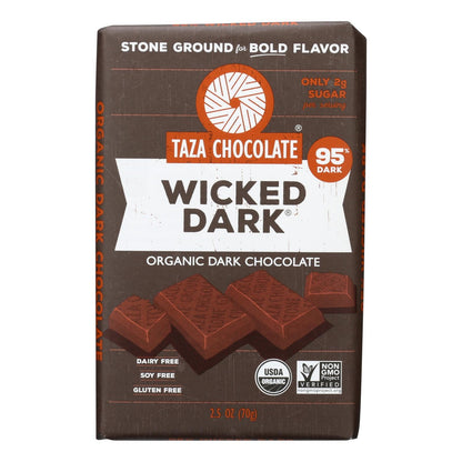 Taza Chocolate Stone Ground 2.5 Oz Organic Dark Chocolate Wicked Dark Bar - Case of 10