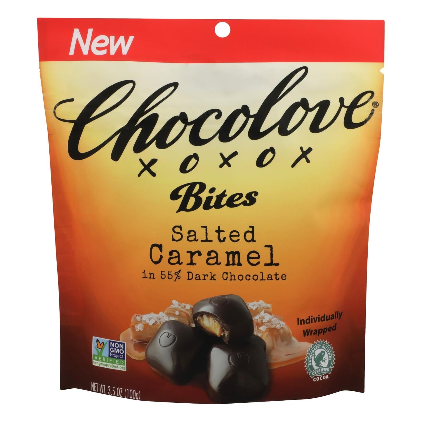 Chocolove XOXOX Peach Bites Salted Caramel - 8 Pack - 3.5 Oz.