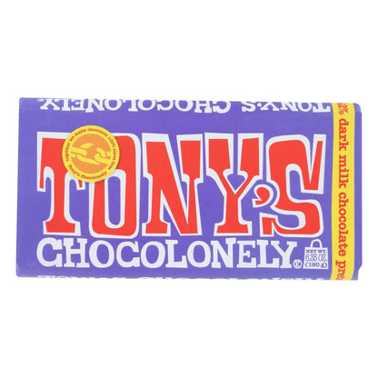 Tony's Chocolonely Dark Chocolate Bar with Pretzel Toffee - 6.35 oz - Case of 15