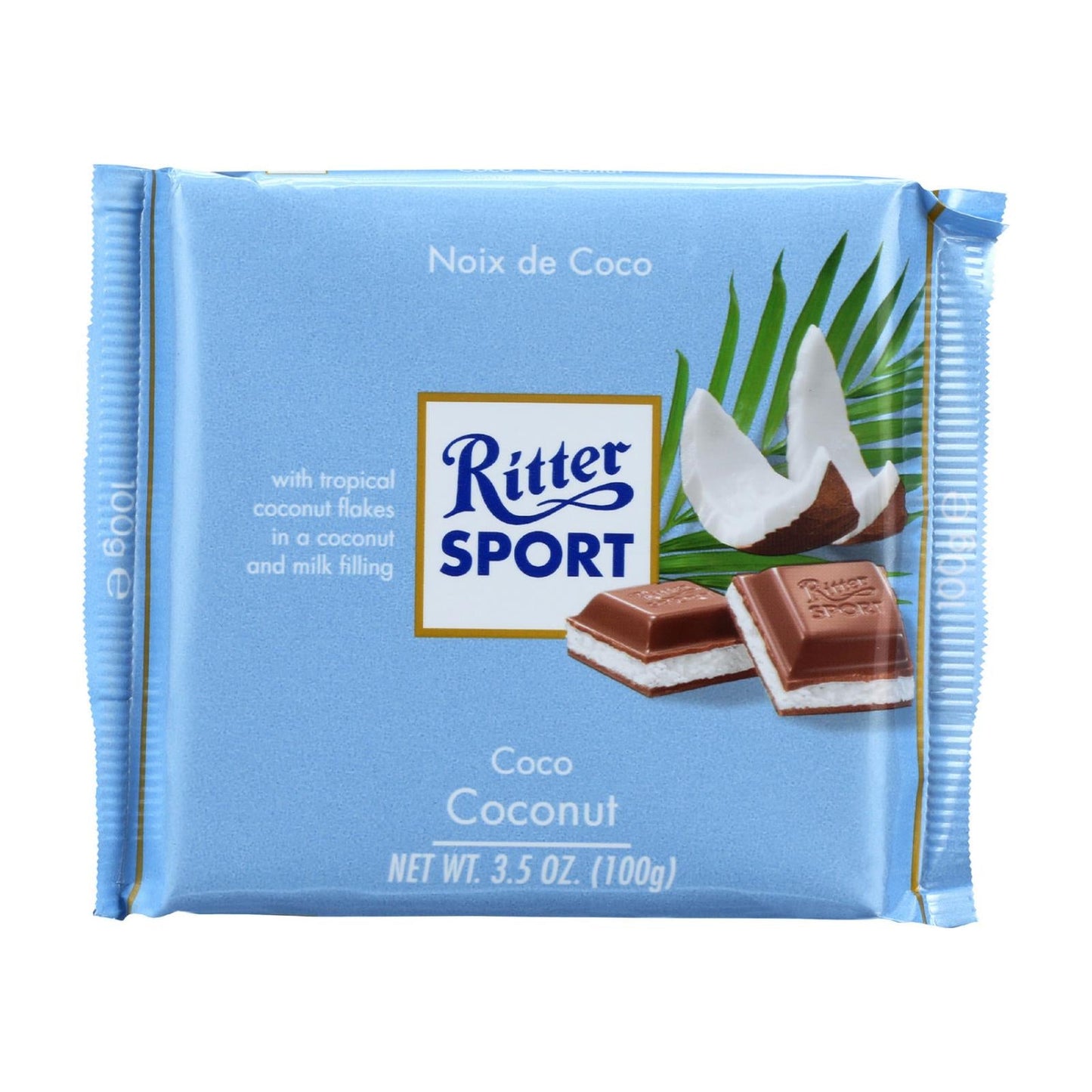 Ritter Sport Milk Chocolate Coconut Bars - 3.5 Oz Bars - Pack of 12