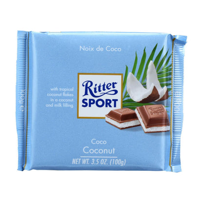 Ritter Sport Milk Chocolate Coconut Bars - 3.5 Oz Bars - Pack of 12