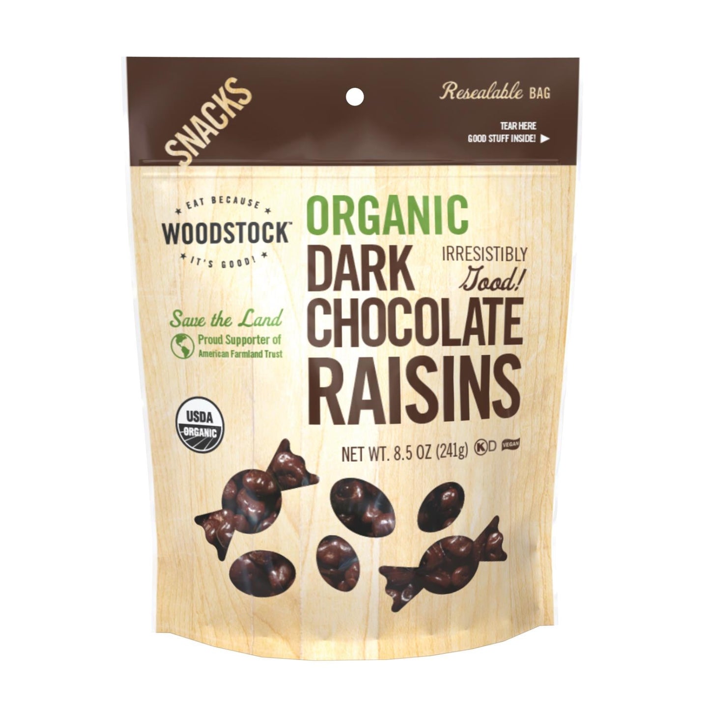 Woodstock Organic Dark Chocolate Raisins - 8.5 Oz