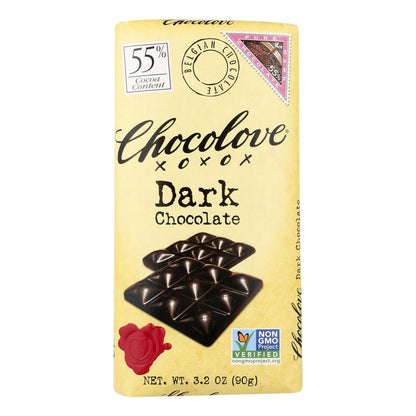 Chocolove Xoxox Premium Dark Chocolate Bar, 3.2 Oz, Case of 12