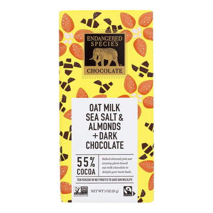 Endangered Species Dark Chocolate Oat Milk Sea Salt, 3 Oz Single Bars - Case of 12