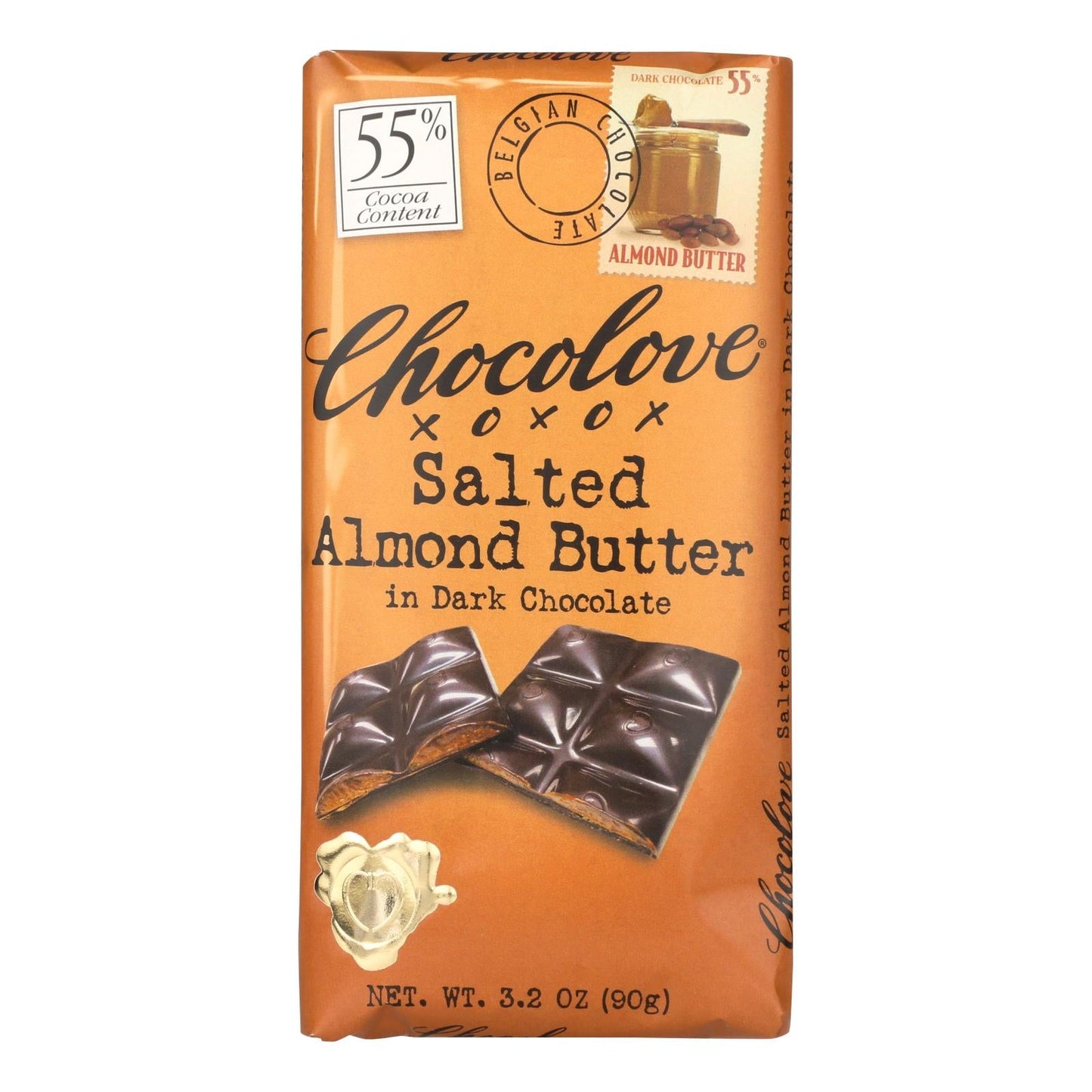 Chocolove Salted Almond Butter Dark Chocolate Bars - 3.2 oz (10 Pack)