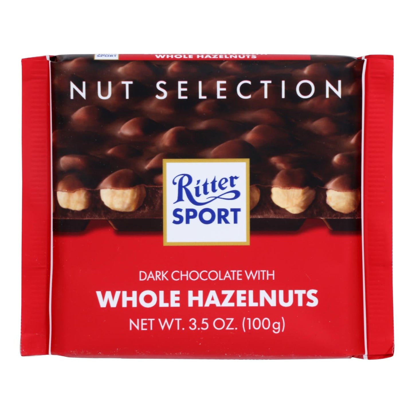 Ritter Sport Whole Hazelnuts Dark Chocolate - 3.5 Oz Bar (Case of 10)