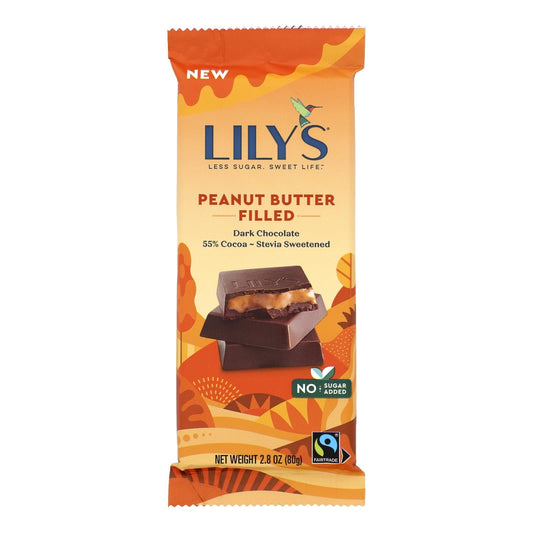 Lily's 55% Dark Chocolate Peanut Butter Bar, 2.8 Oz, Case of 12