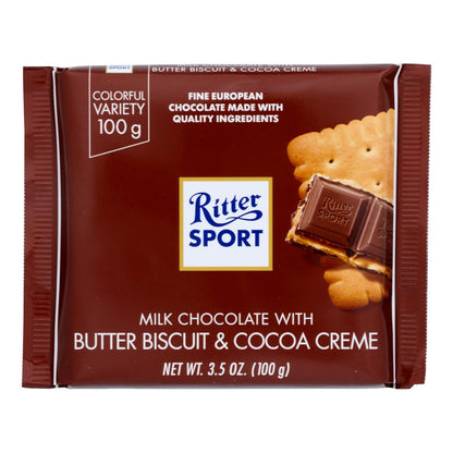 Ritter Sport Milk Chocolate Butter Biscuit Chocolate Bars - 3.5 Oz. Bars - Case of 11