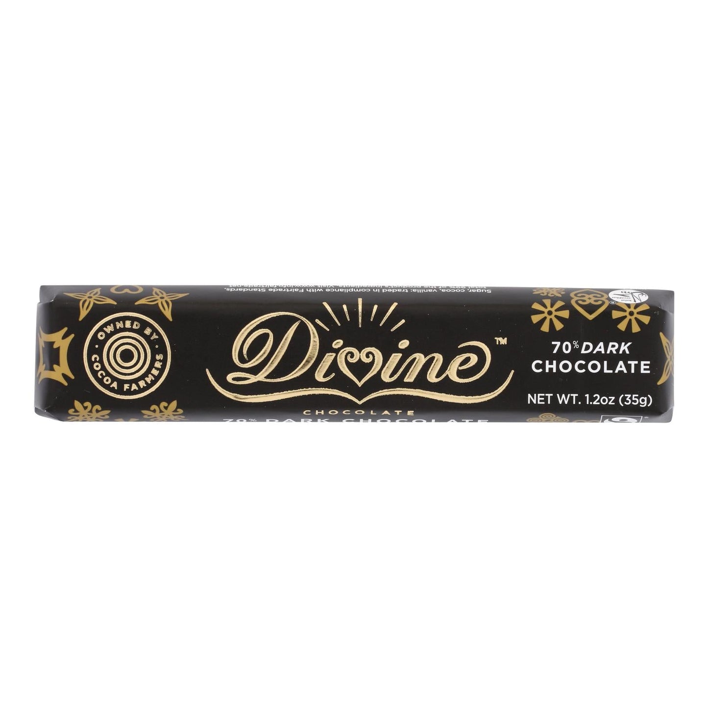 Divine Dark Chocolate Snack Bars - Case of 18 - 1.2 Oz Each