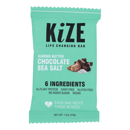 Kize Concepts Energy Bar: Almond Chocolate Sea Salt, 1.5 Oz, Pack of 10