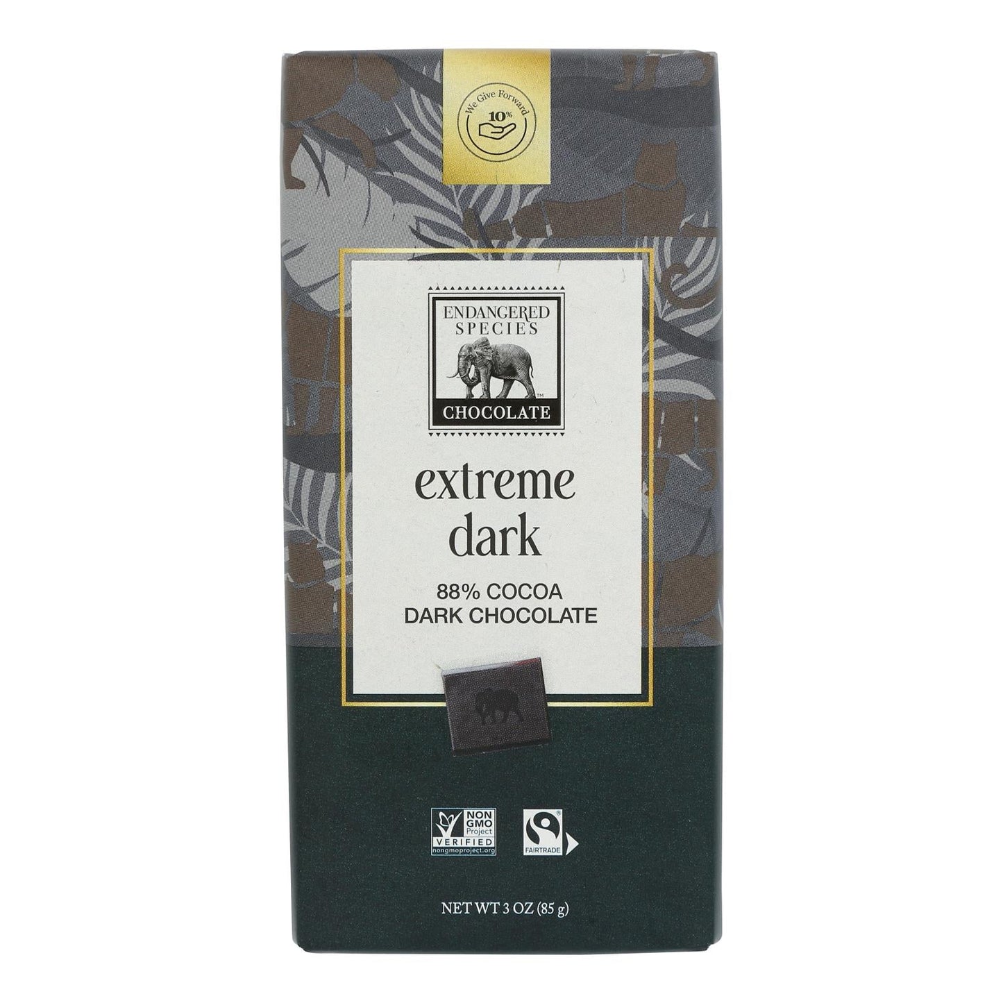 Endangered Species 88% Cocoa Dark Chocolate Natural Bars - 3 Oz Bars (12-Pack)