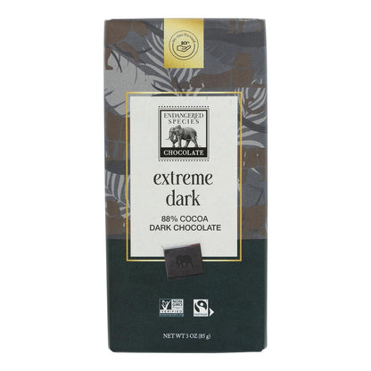 Endangered Species 88% Cocoa Dark Chocolate Natural Bars - 3 Oz Bars (12-Pack)