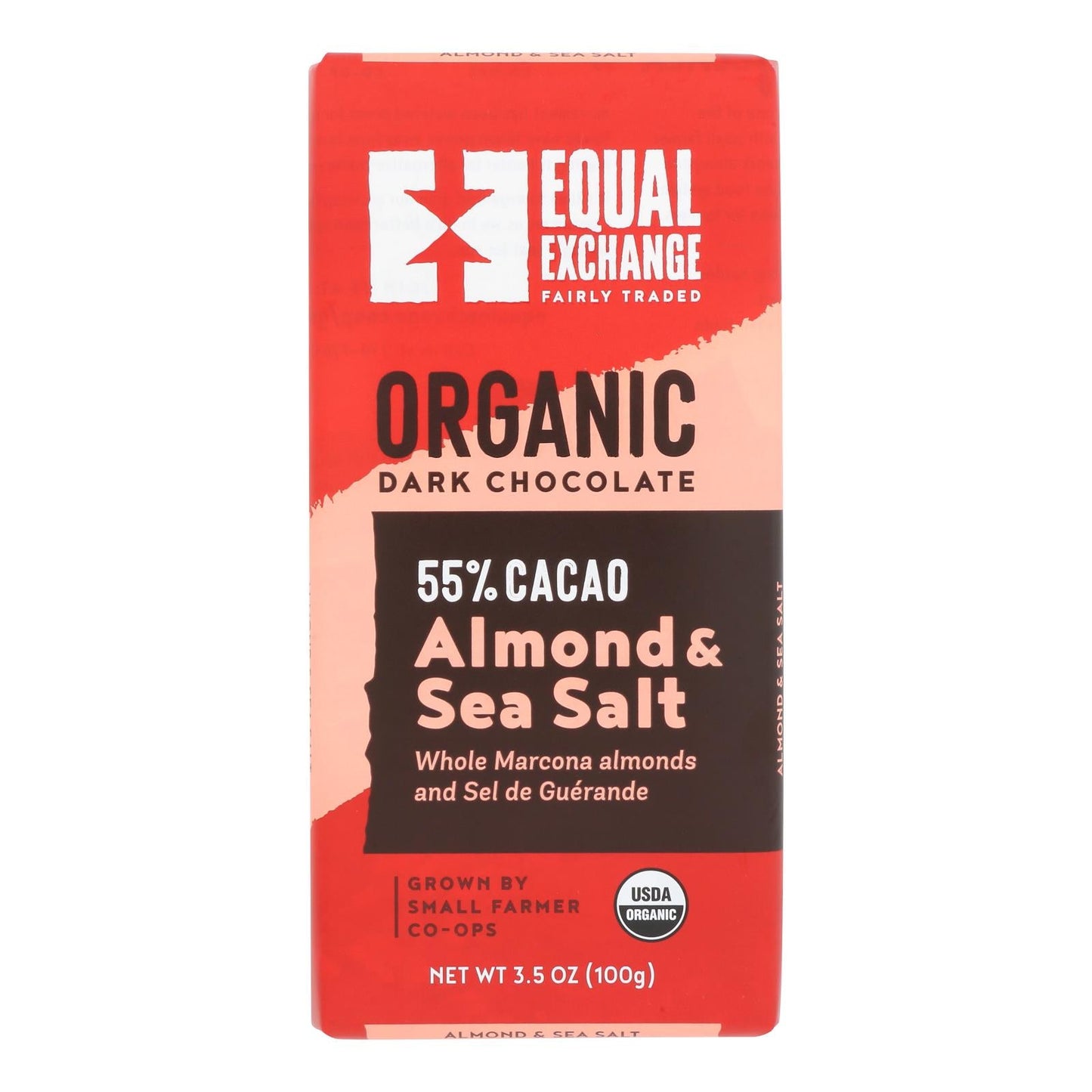 Equal Exchange Organic Dark Chocolate Almond Sea Salt Bar - Pack of 10, 3.5 oz