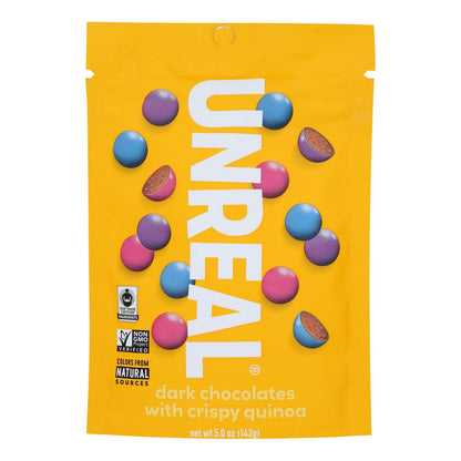 Unreal Crispy Quinoa Chocolate Gems, Dark Chocolate, 5 oz, Pack of 6