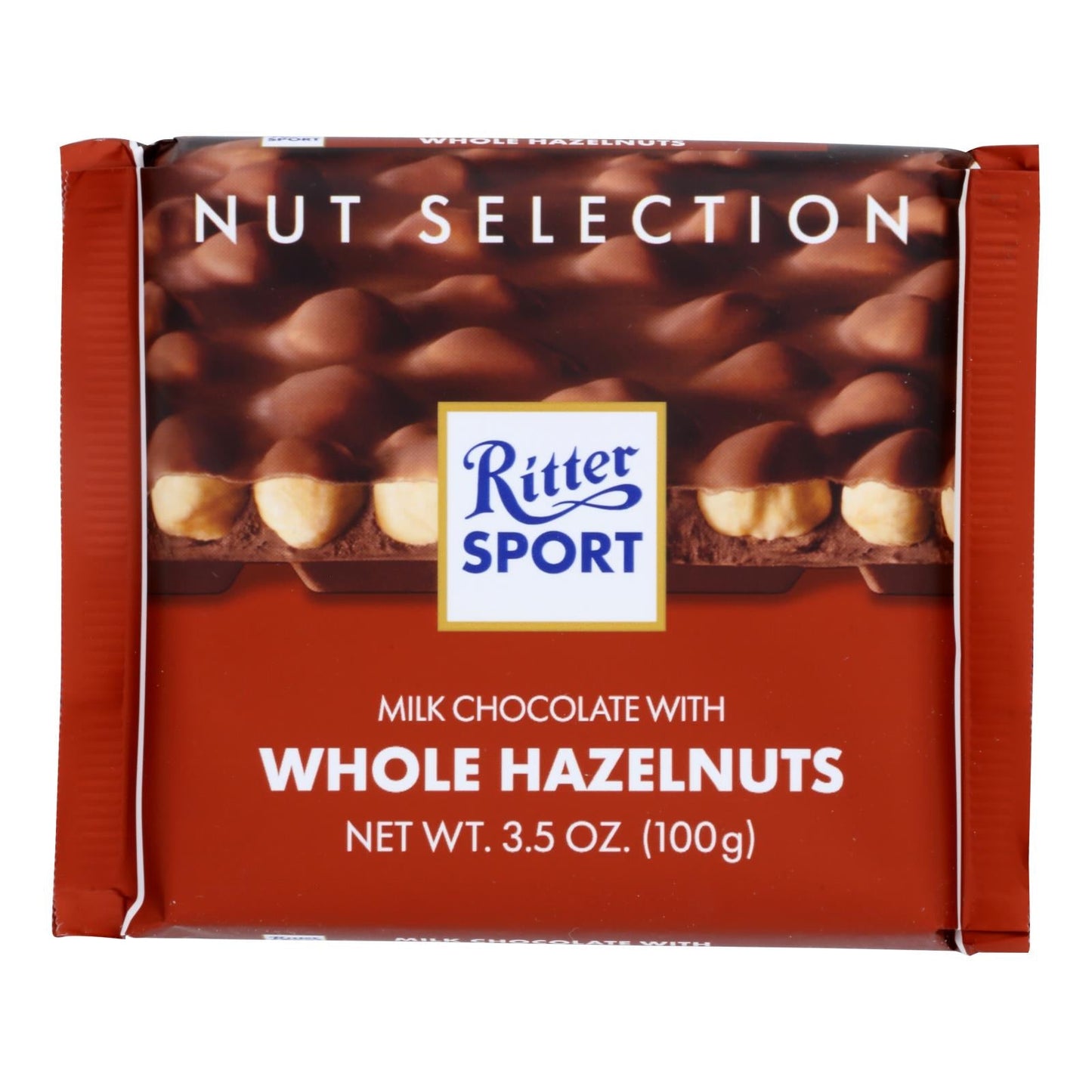 Ritter Sport Whole Hazelnuts Milk Chocolate Bars - 3.5 Oz Bars - 10 Pack