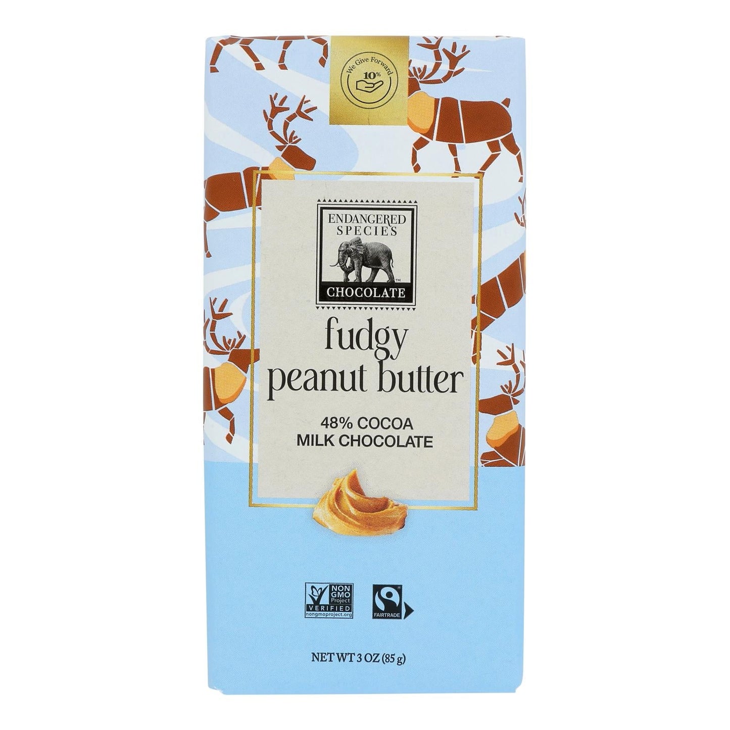 Endangered Species Milk Chocolate Peanut Butter Fudge Caramel 3 oz. Bars (12 Pack)