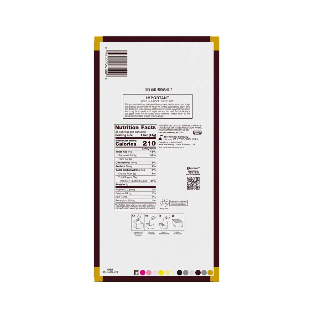 Hersheys Milk Chocolate W/Almonds 1.45 oz