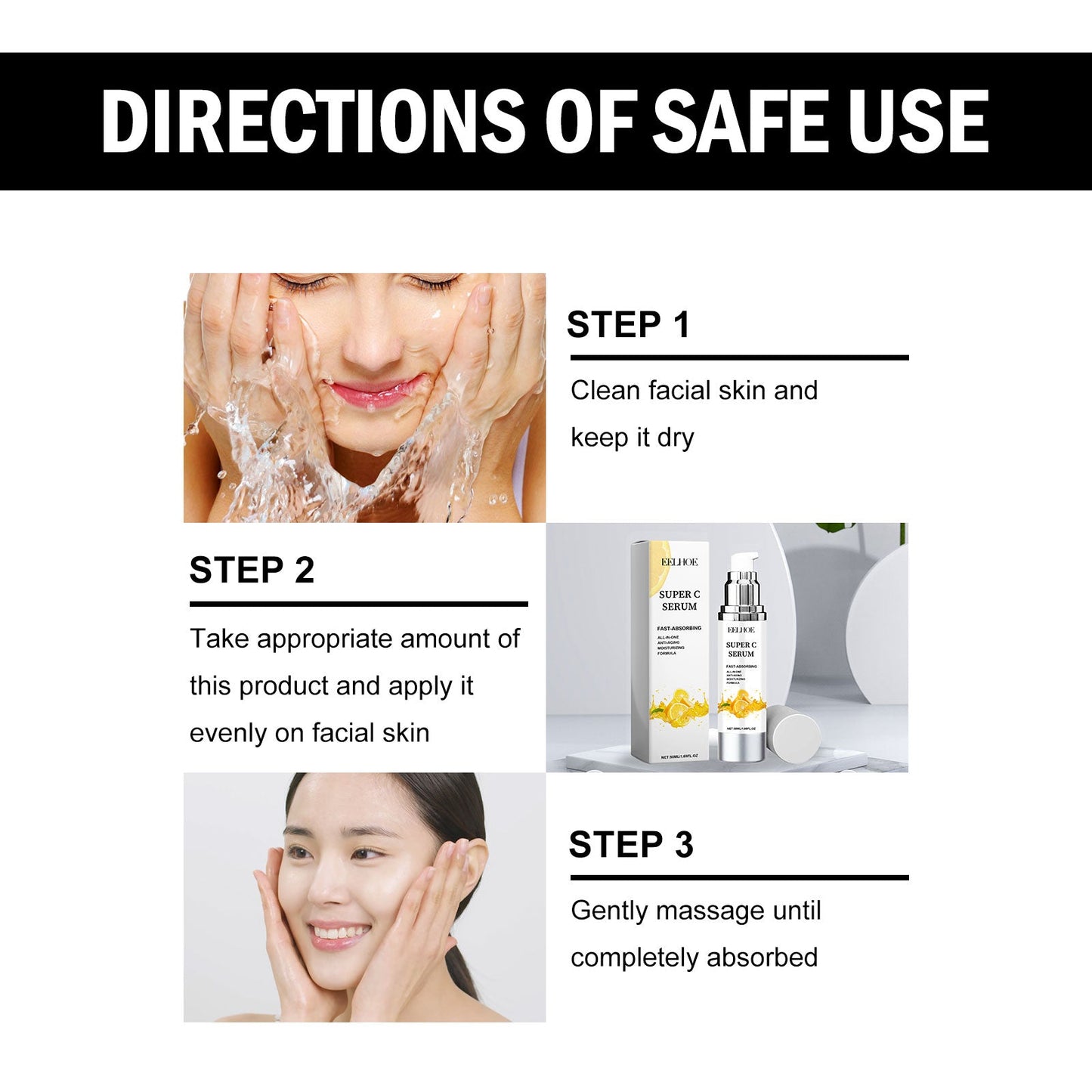 EELHOE Super C Serum, Refresh The White Skin Hydrating Moisture Soft Delicate Skin Essence