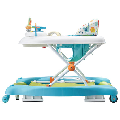 4-in-1 Baby Walker, Foldable Baby Activity Center On Wheels, 3 Adjustable Height, Music  Toys Tray, Learning-Seated Walk-Behind  Rocker Bouncer Toddler Walker For Girls Boys 6-24 Months