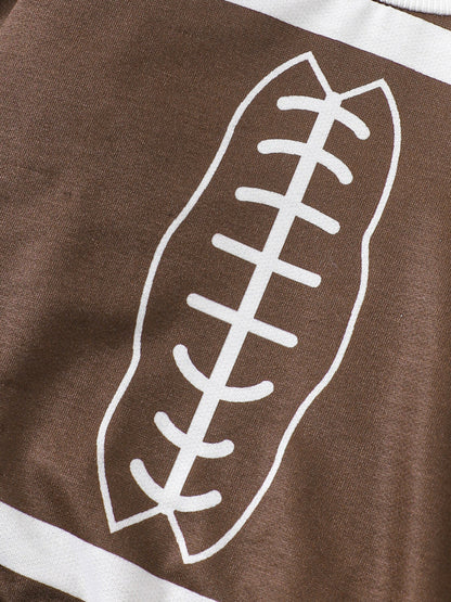 Children's Football Print Round Neck Top & Pants Set