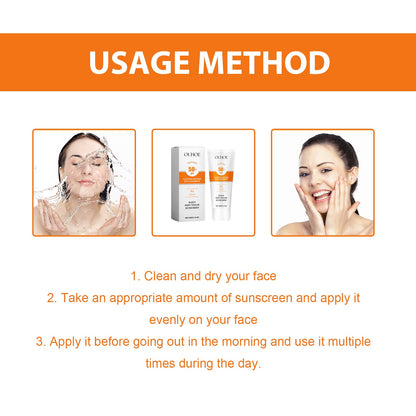 OUHOE Daily Soft Touch Sunscreen, Gentle Facial Body Skin Non-Sticky Non-Fake White Protection Moisturizing Anti-Uv Cream