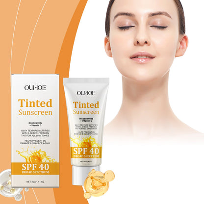 OUHOE Vitamin C Protective Cream, Summer Outdoor Radiation Isolation Mild Refreshing Non-Sticky Moisturizing Protective Cream