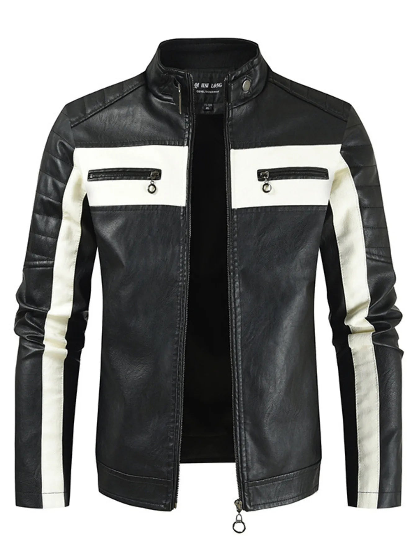 Men's Plus Size Contrast Zip Up Long Sleeve Jacket