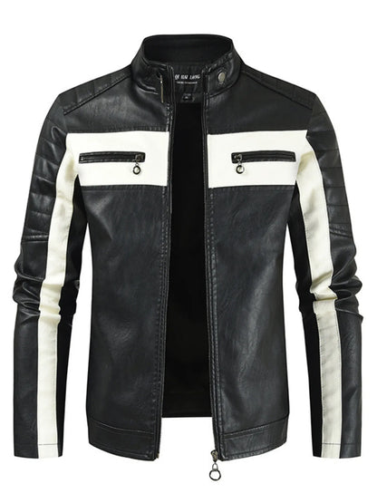 Men's Plus Size Contrast Zip Up Long Sleeve Jacket