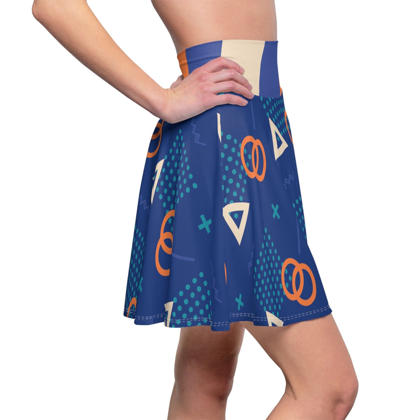 SK-047BL-24 High Waisted Skater Skirt Flared Skirt Plus Size Women's Skirt