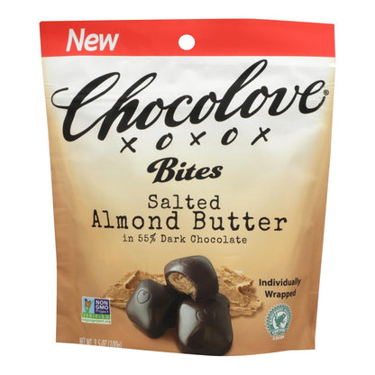 Chocolove Xoxox Bites - Decadent Dark Chocolate with Almonds & Sea Salt - 3.5oz (8ct)
