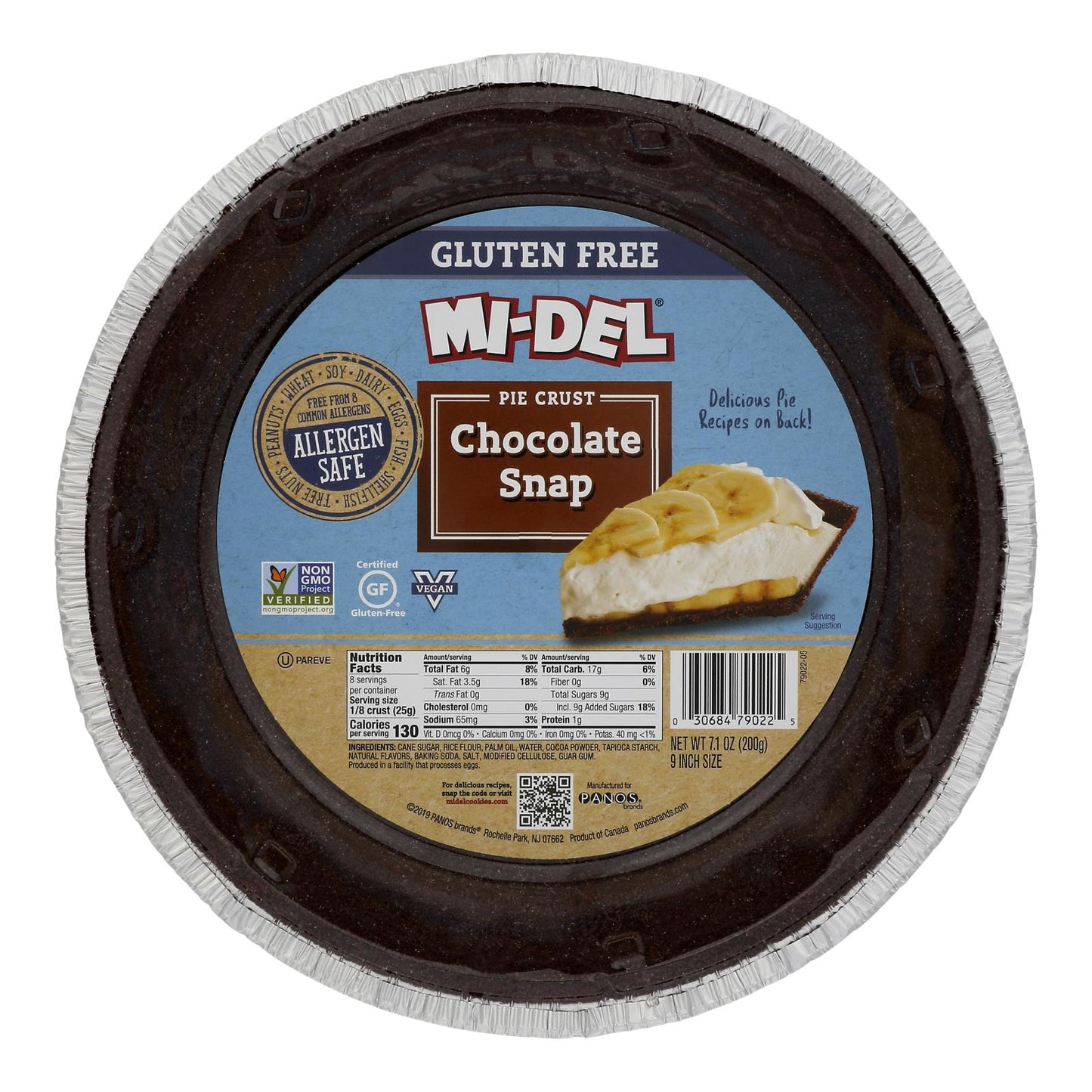 Midel Gluten-Free Pie Crusts | Perfect for Chocolate Snaps | 7.1 Oz | Case of 12