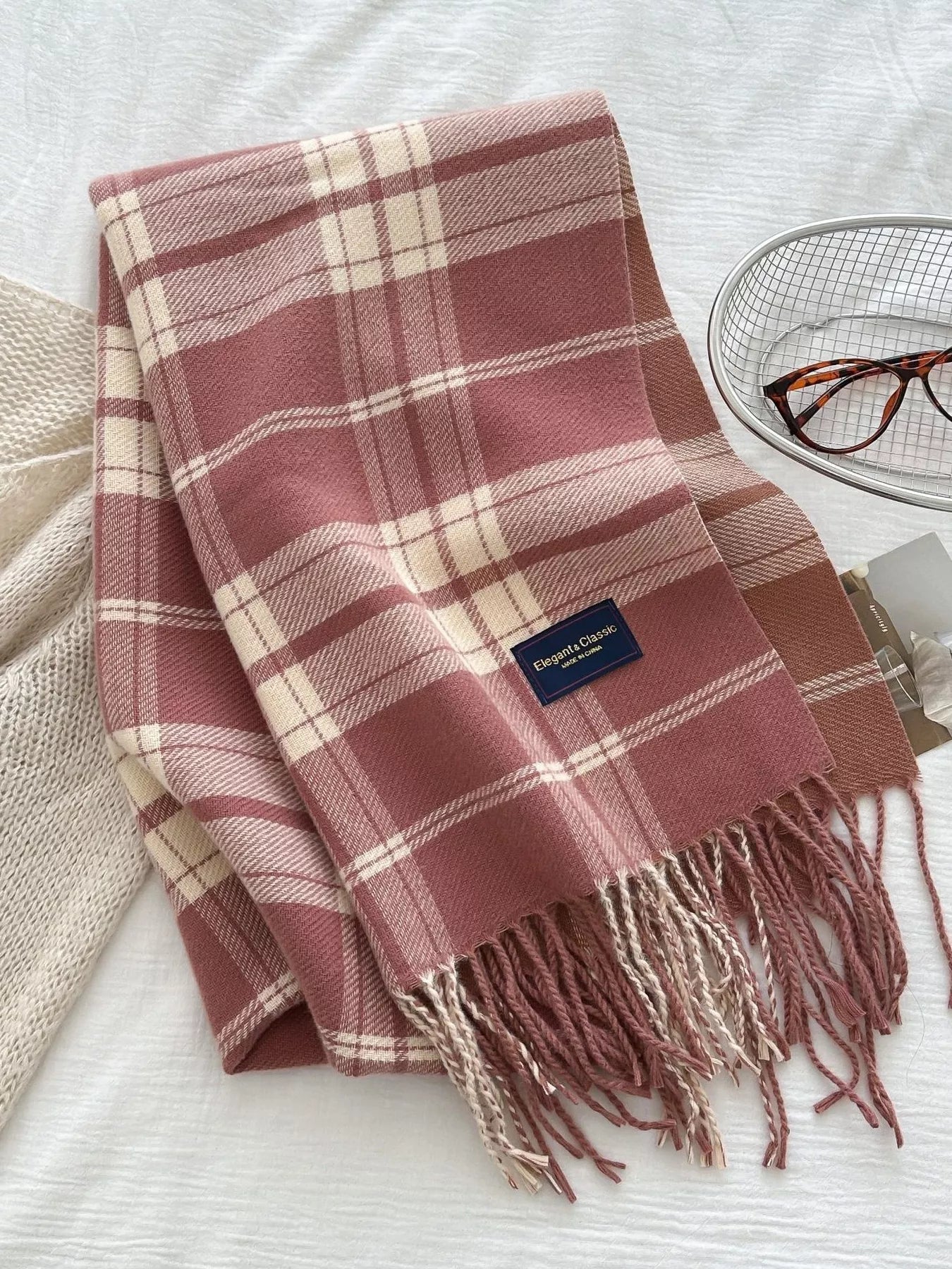 Classic Fringe Plaid Scarf