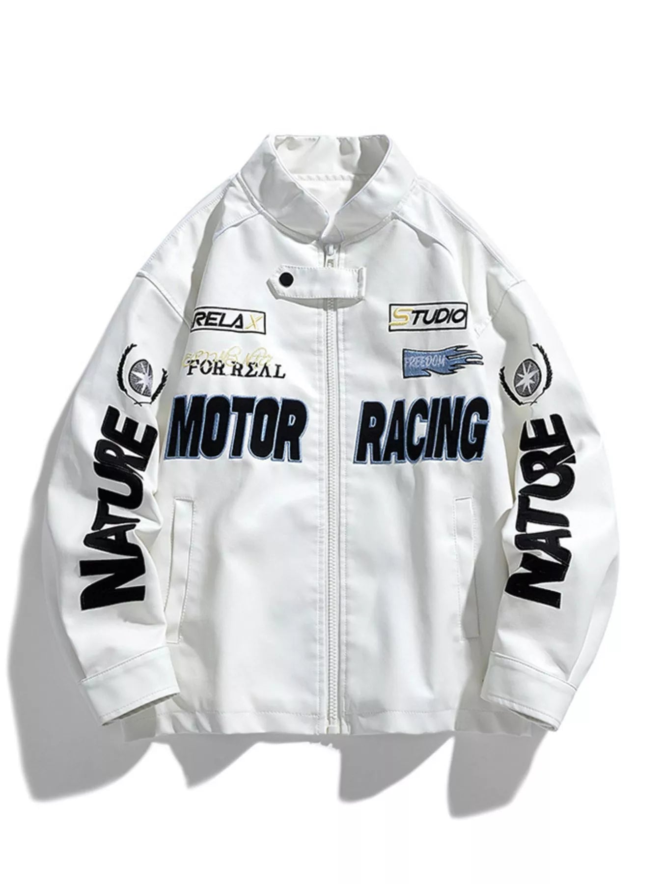 Men's Plus Size Motor Racing Leather Jacket