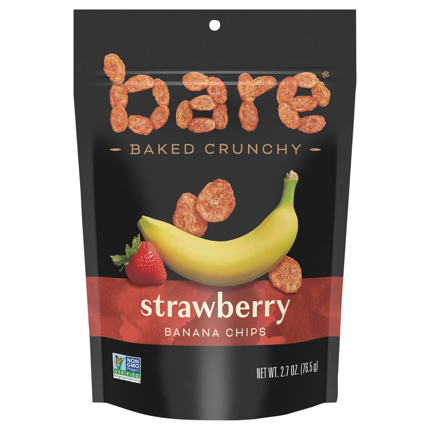 Bare Fruit Banana Chips Strawberry, 2.7 oz, Pack of 12