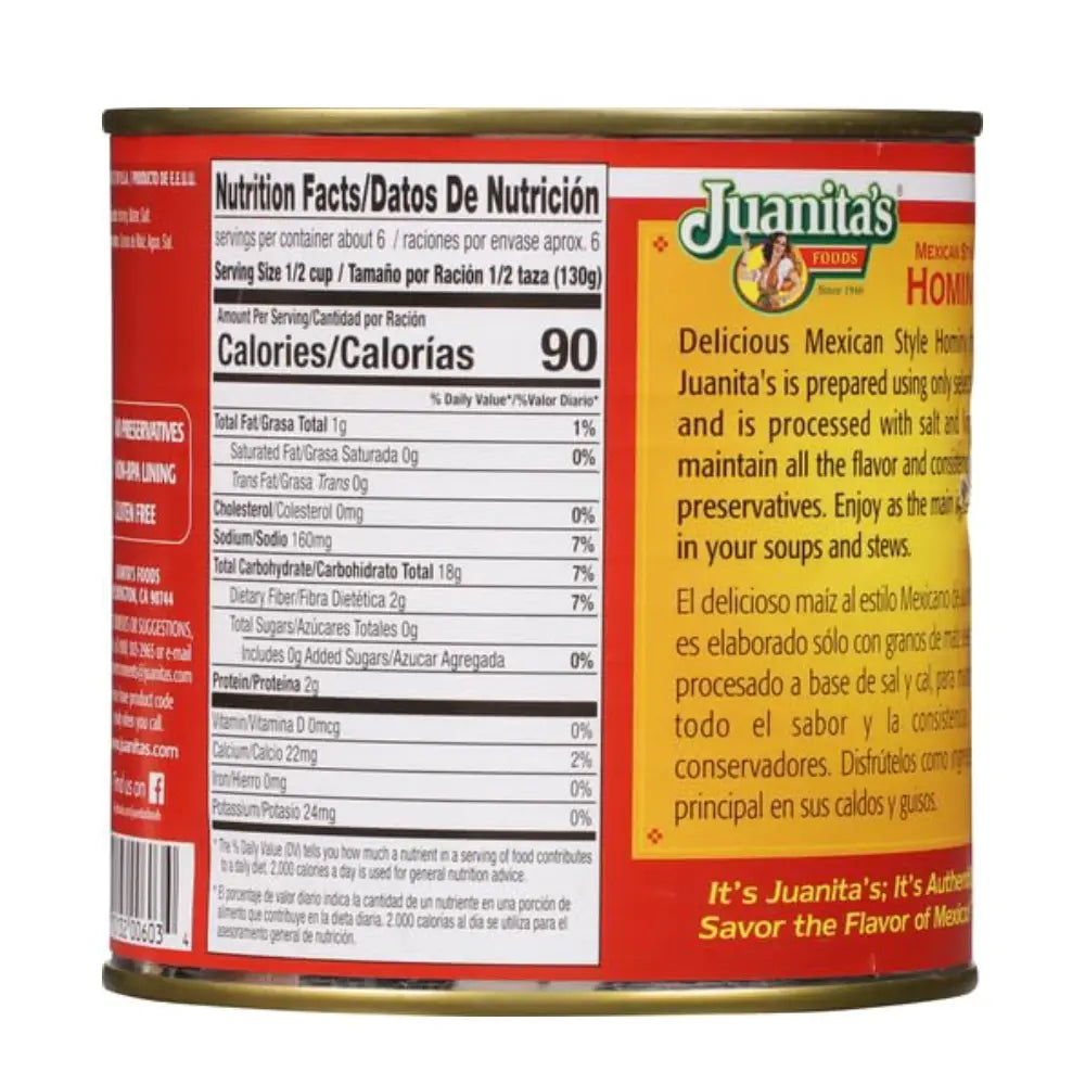 Juanita's Mexican Style Hominy 25 oz
