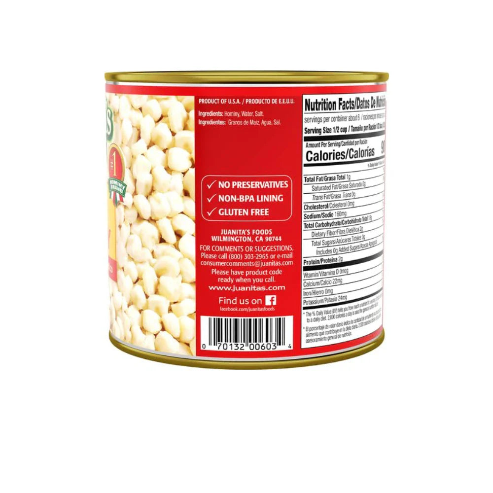 Juanita's Mexican Style Hominy 25 oz