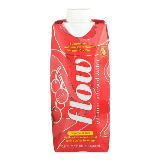 Flow Organic Vitamin Infused Cherry Water - Case of 12 - 500 mL