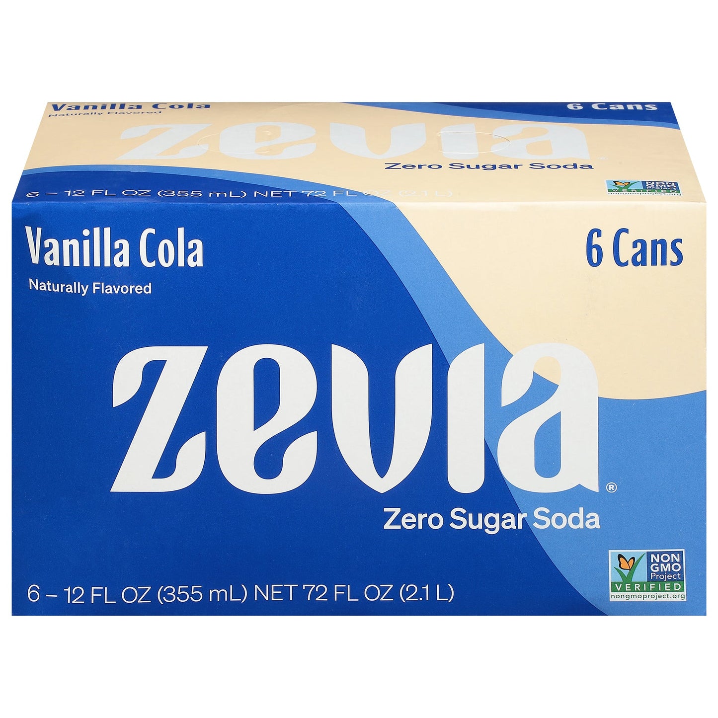 Zevia Vanilla Cola Soda, 12 fl oz. Cans, Case of 4 Packs of 6