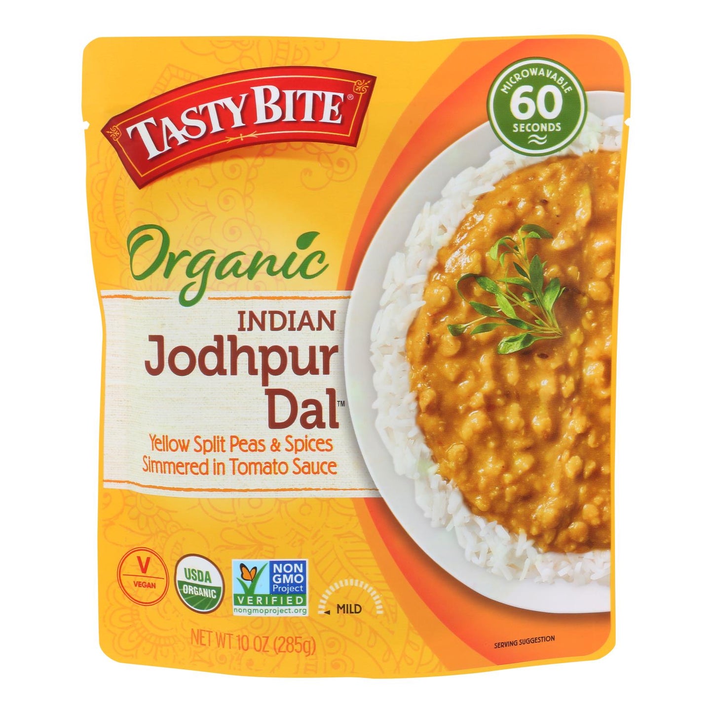 Tasty Bite Organic Lentils, Spicy Tomato & Red Chili Curry, Case of 6 - 10 oz