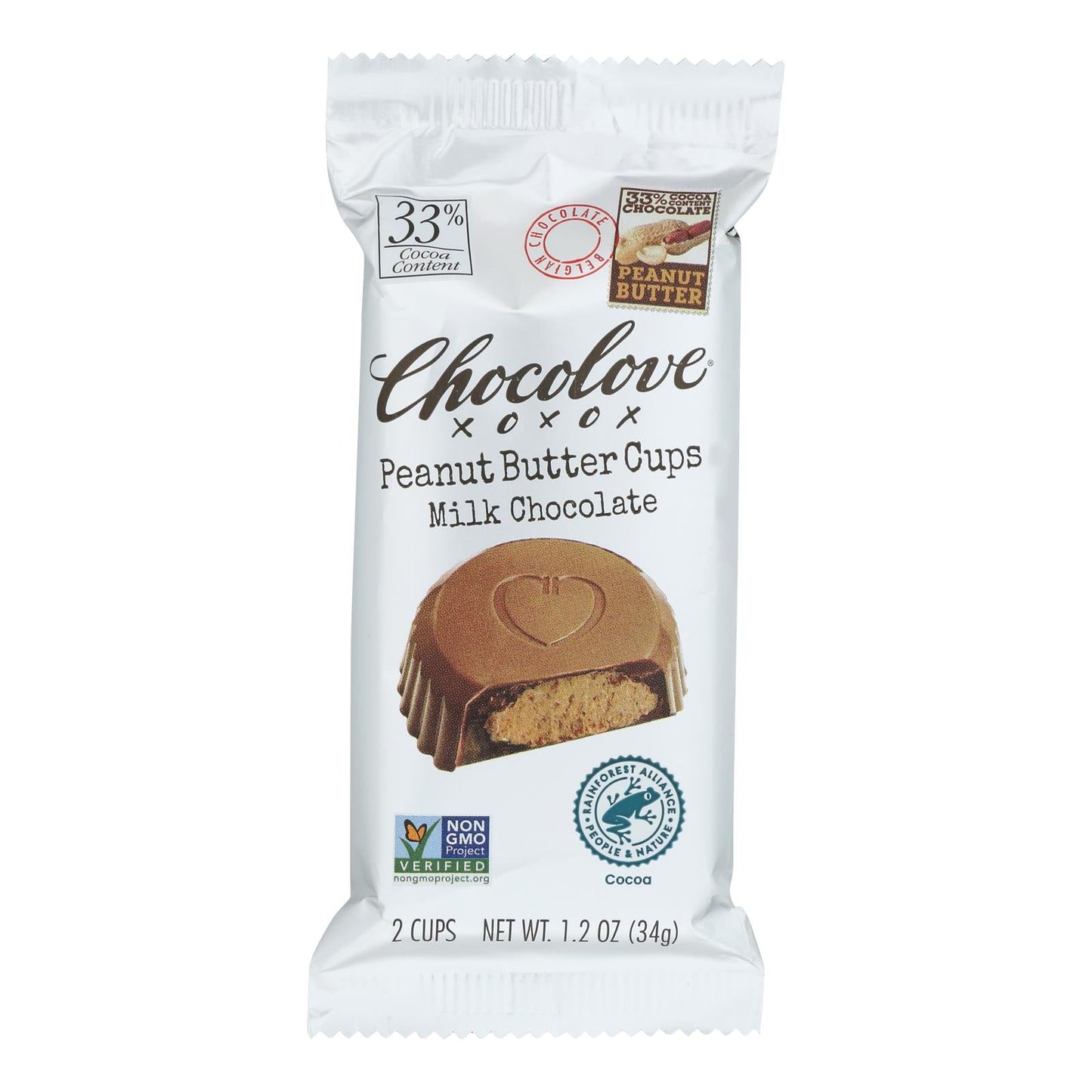 Chocolove Indulgent Peanut Butter Milk Chocolate Cups - 1.2 Oz. - Case of 10