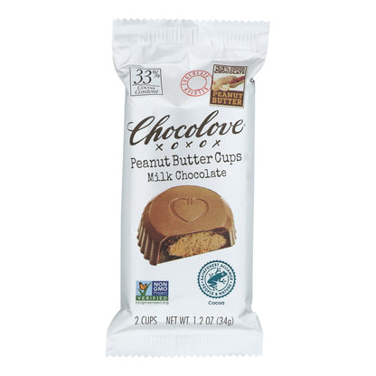 Chocolove Indulgent Peanut Butter Milk Chocolate Cups - 1.2 Oz. - Case of 10