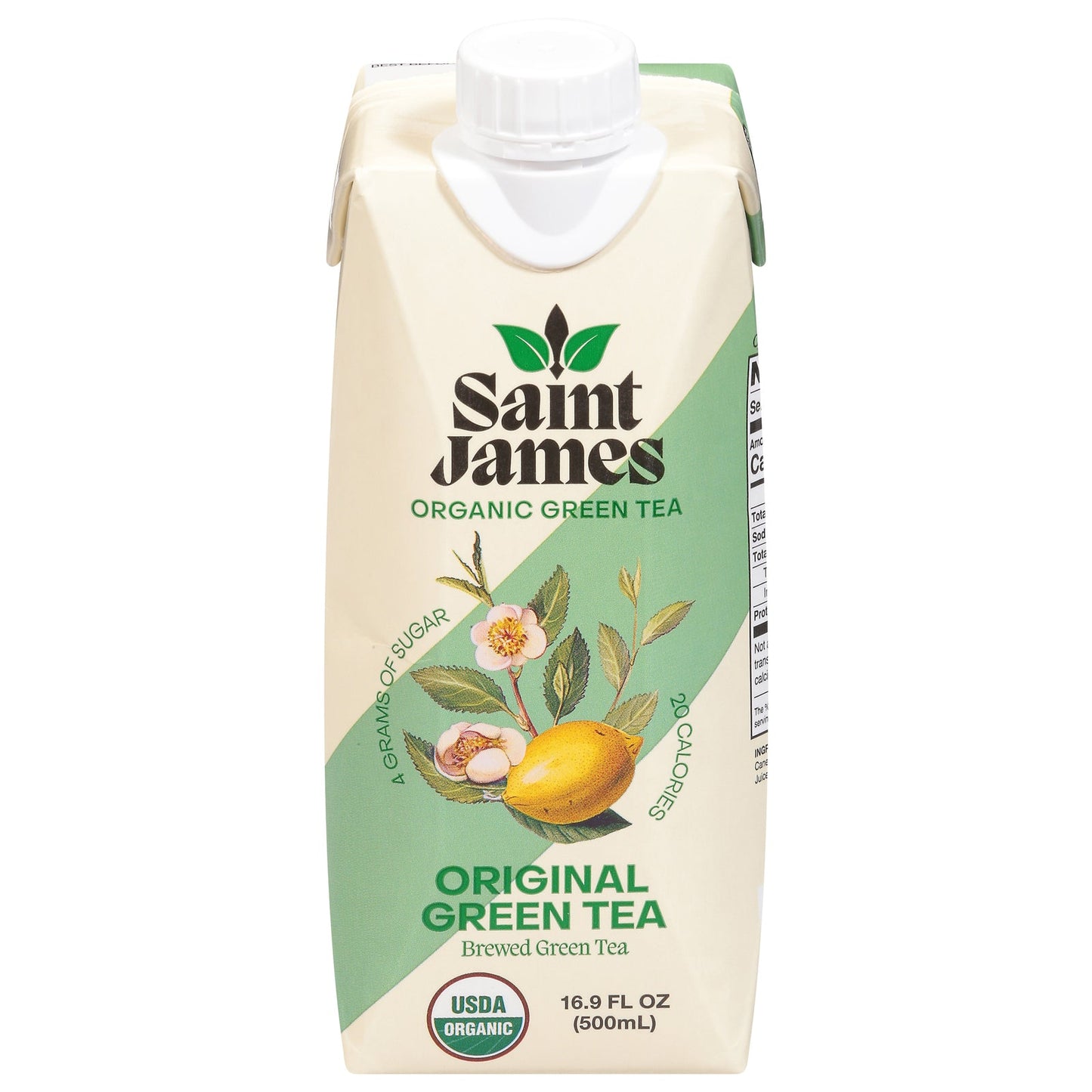 Saint James Organic Green Tea, Original Flavor - Case of 12 - 16.9 fl. oz. Bottles