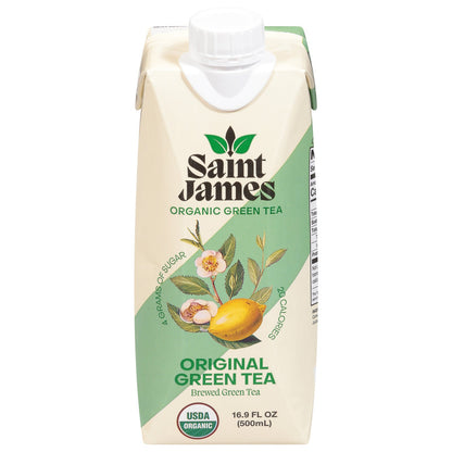Saint James Organic Green Tea, Original Flavor - Case of 12 - 16.9 fl. oz. Bottles