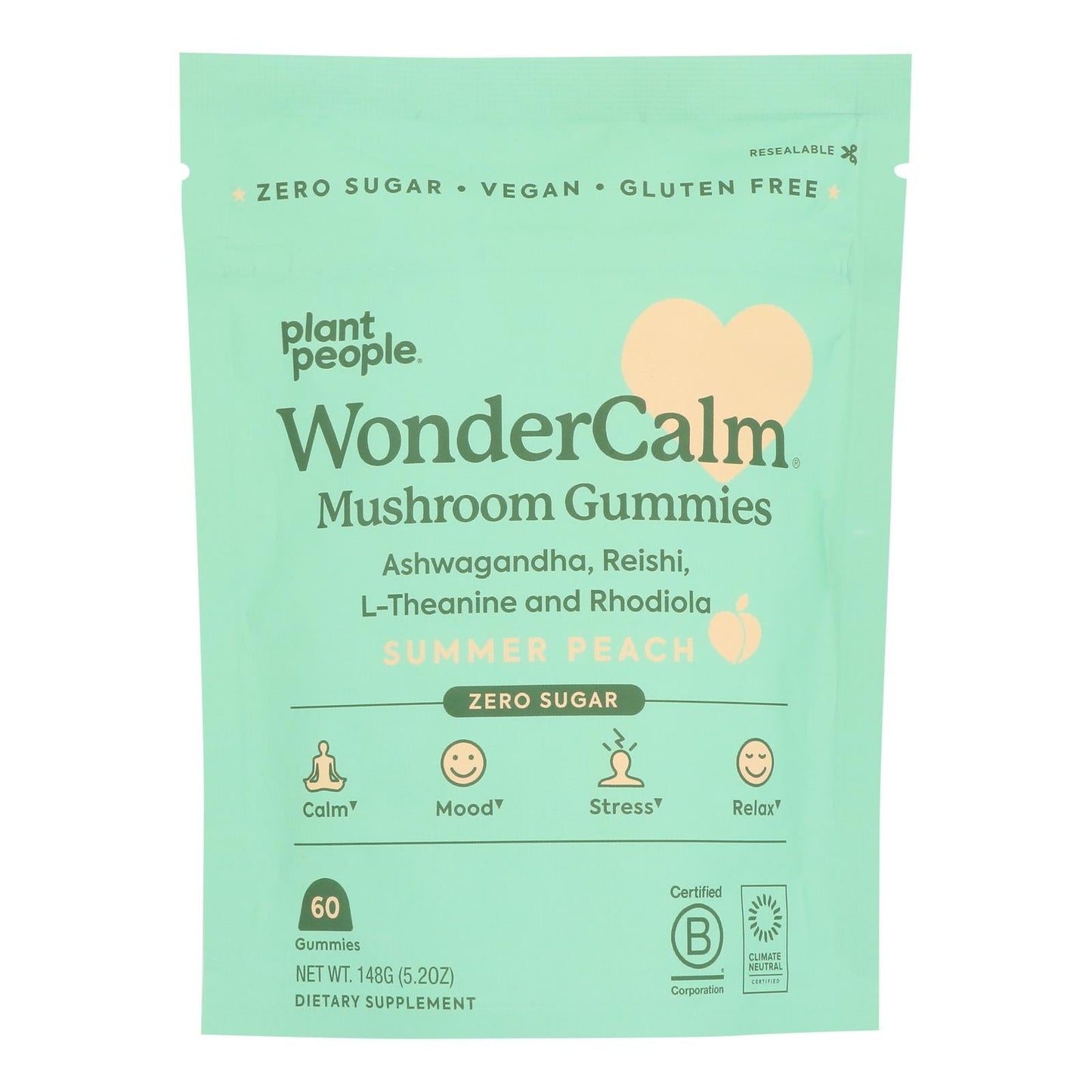 Plant People Mushroom Wonder Calm, Peach, 60 Count