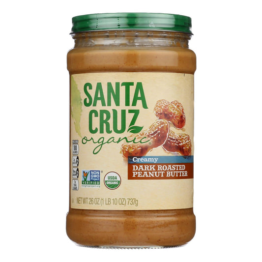 Santa Cruz Organic Dark Roast Creamy Peanut Butter - 26 oz, Case of 6