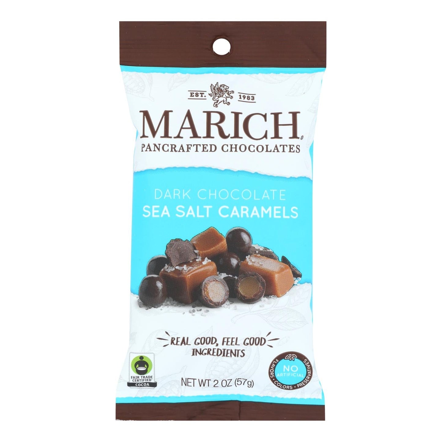 Marich Dark Chocolate Sea Salt Caramels, 2 Oz Squares, Case of 12
